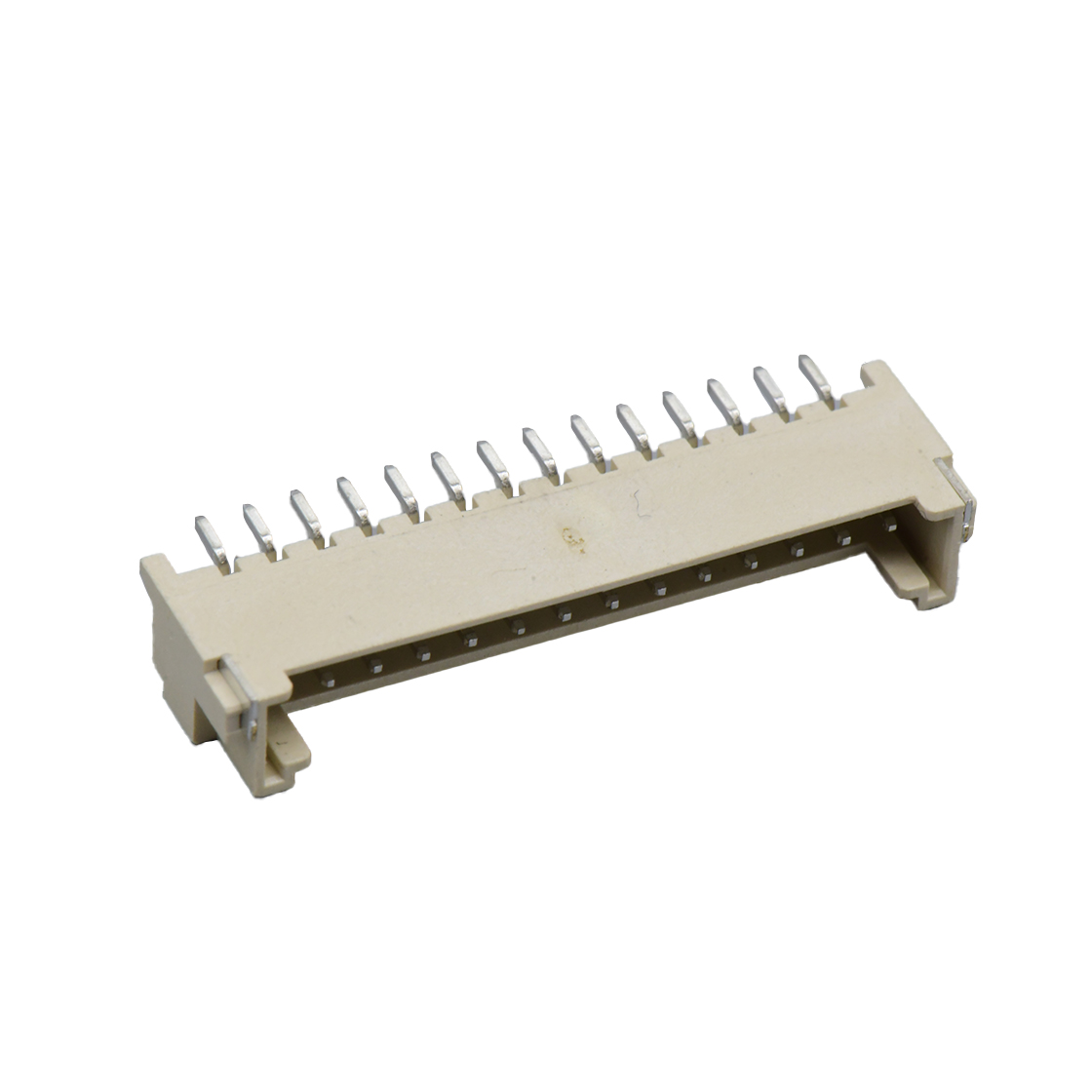 Pitch 2.00mm 90°单排卧贴 Wafer LCP 14pin 米黄色 镀亮锡