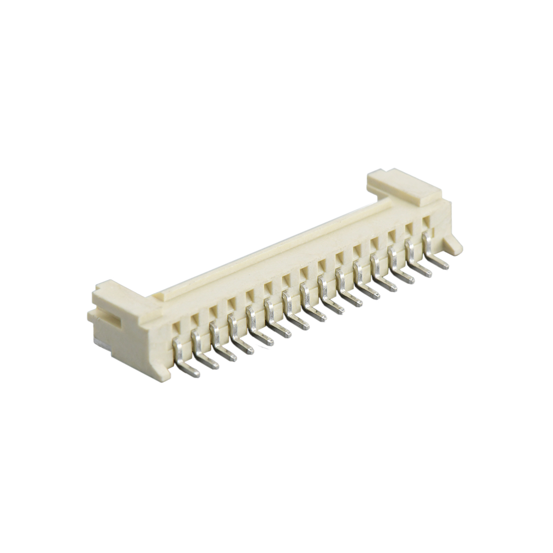 Pitch 2.00mm 90°单排卧贴 Wafer PA6T 15pin 米黄色 镀亮锡