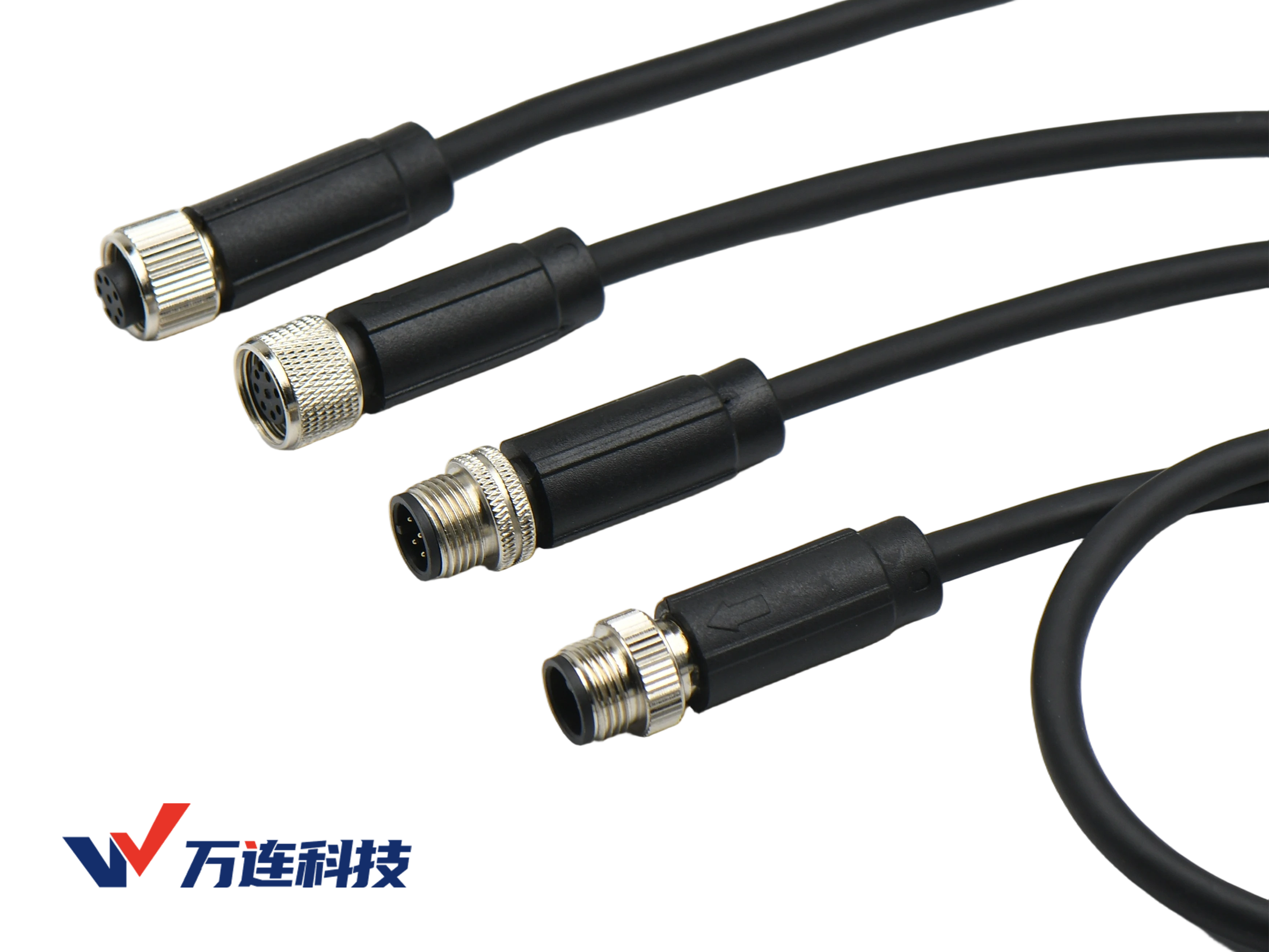 万连M12一体成型线束：压接组装工艺，轨道交通/设备专用