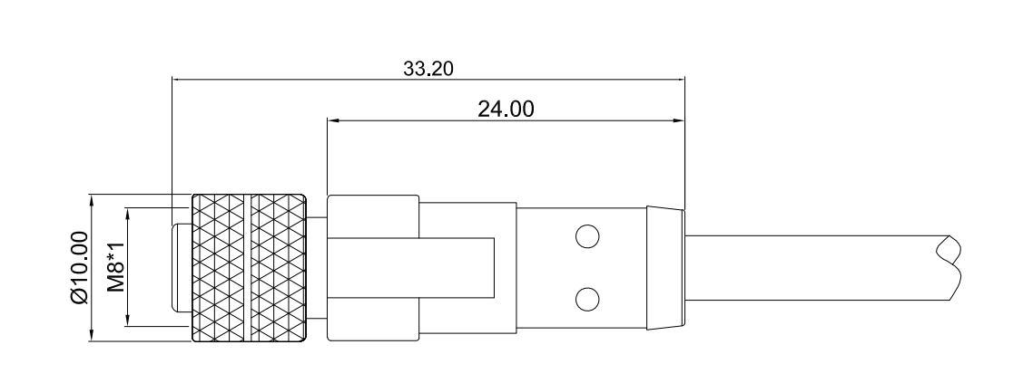 M8直式孔型成型航插线束-尺寸图